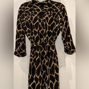 L’AGENCE Animal Print, Brown Silk Knee-Length Dress ⭐️Like New!💫